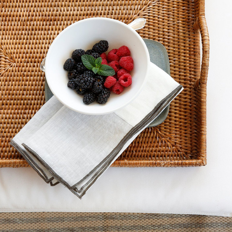 Napa Linen No Pattern Square Napkin, Light Grey