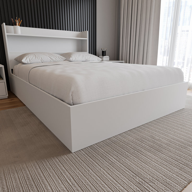 Platform Storage Bed, White, Full