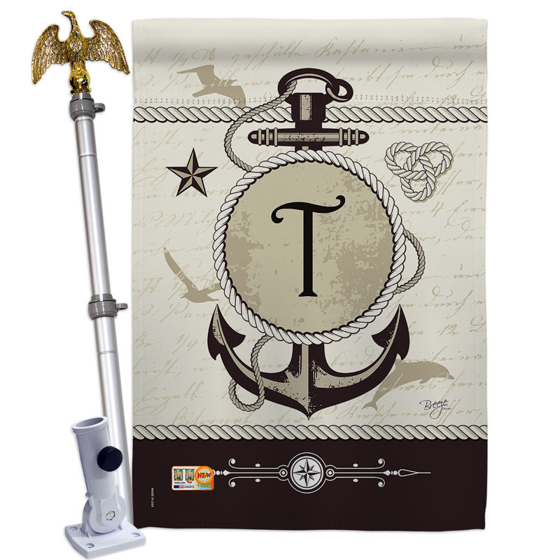 Ensemble de drapeaux 40 x 28 po Nautical Initiale Polyester, T