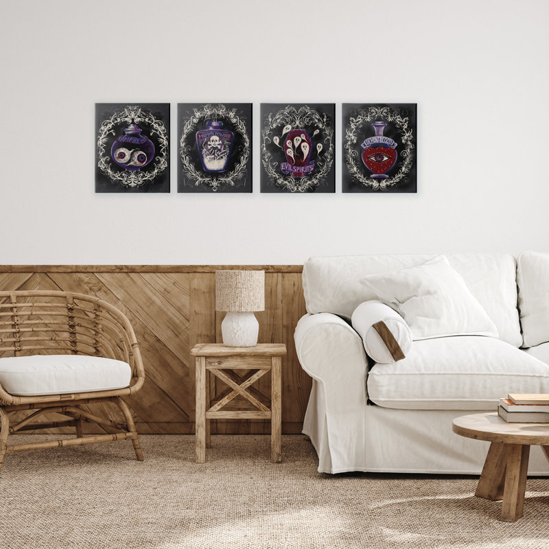 Ensemble de toiles 4 pièces Spooky, H 14 po x l 44 po