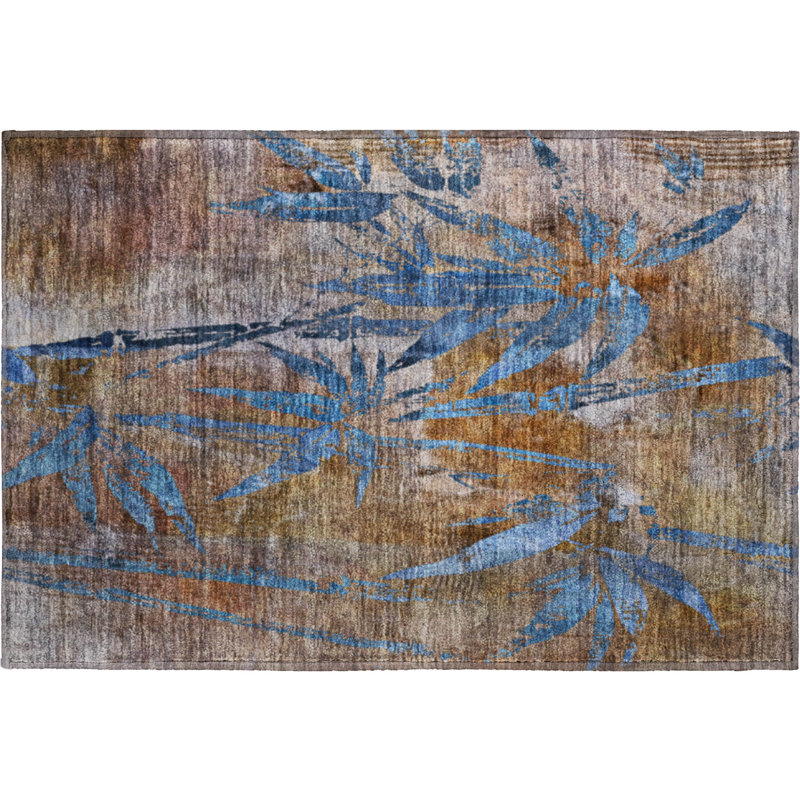Premium Machine Washable Mayfield AMF2222 Botanical Rug, 1'8" x 2'6", Brown