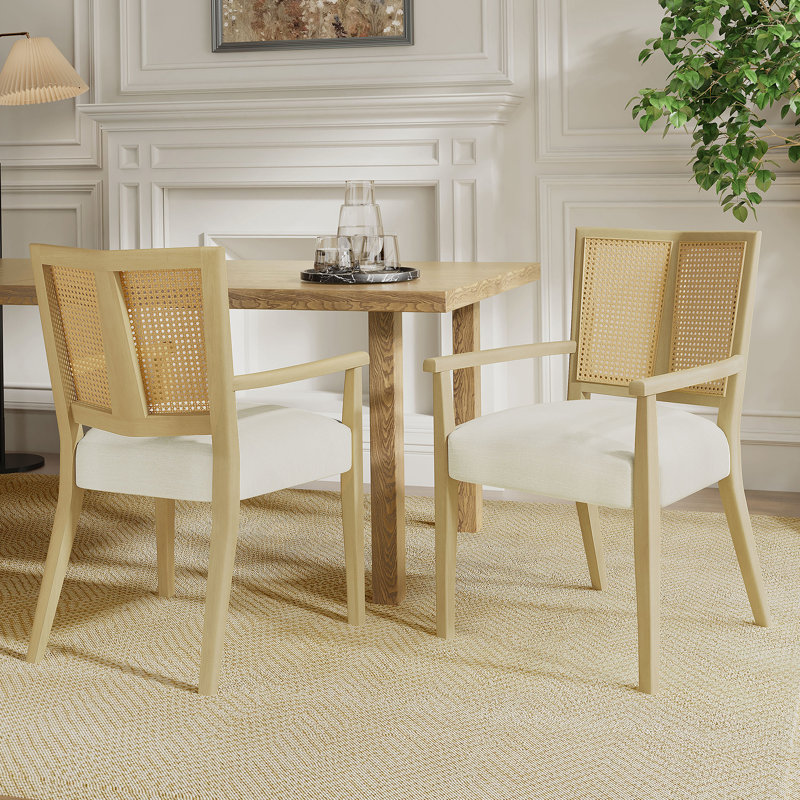 Dining Chair (Light Ash+Beige) Set Of 2, Beige, Natural Ash