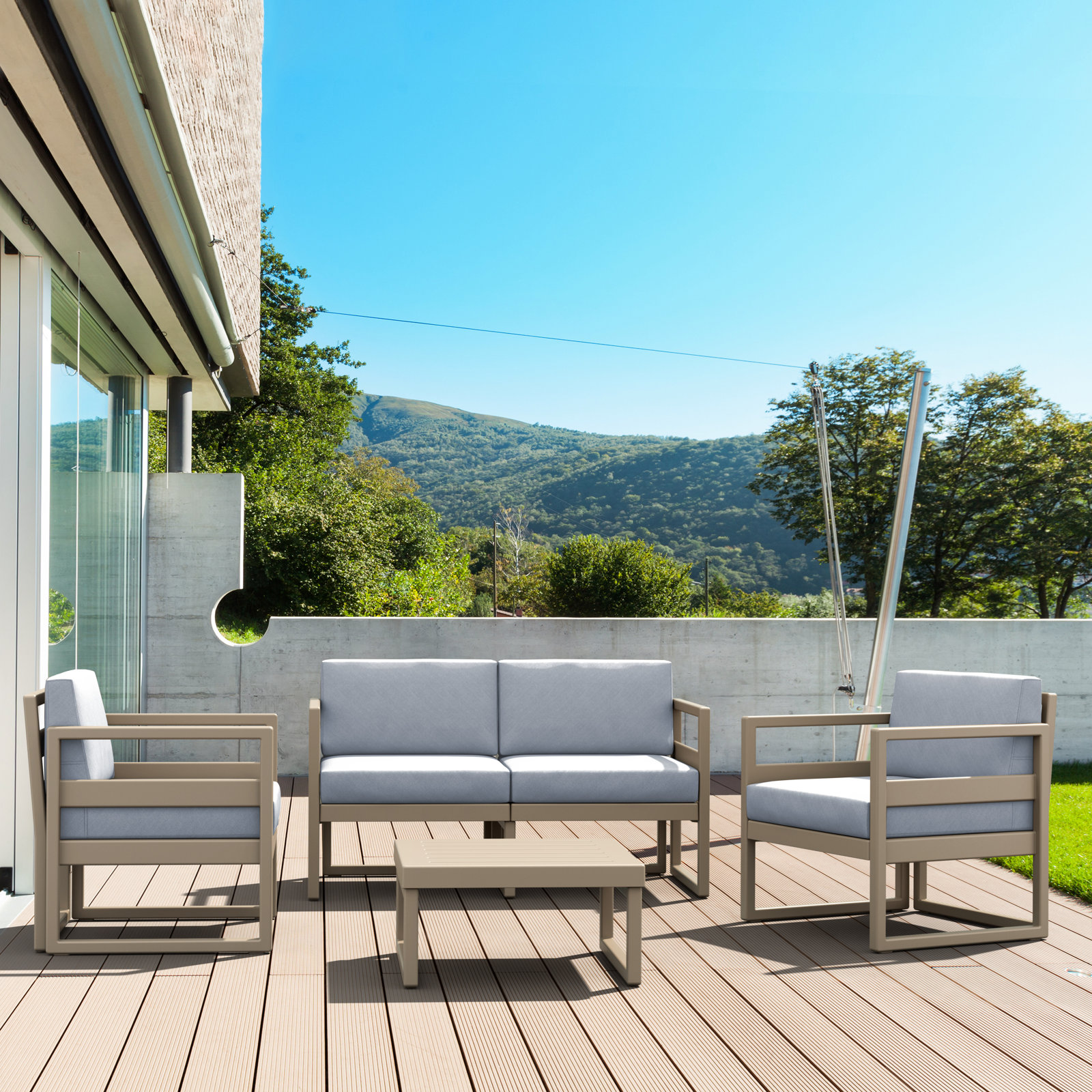 Lane Outdoor Lounge Chair, Taupe, Canvas Granite Sunbrella® Canvas