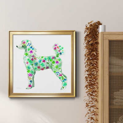 Tapisserie caniche - peinture sur toile encadrée