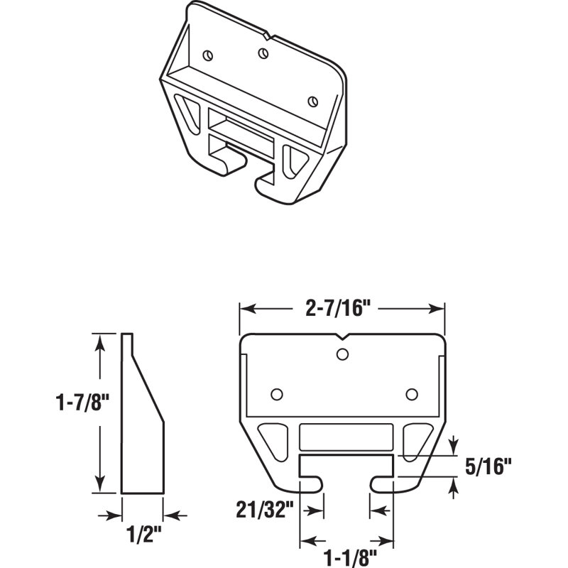 21/32 in. x 1-1/8 in., White Drawer Guide Kit