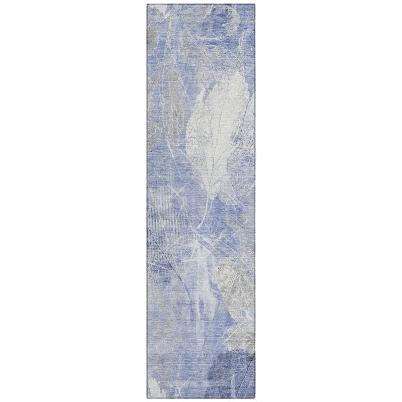 Machine Washable Indoor/Outdoor Xhevrie Denim Rug, Runner 2'3" x 7'6"