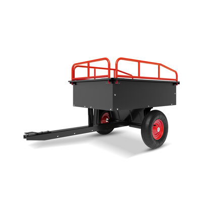 Chariot à benne basculante de 750 lb, remorque utilitaire robuste de 15 pi cu avec pneus à dégagement double et pneumatique pour tracteur, VTT, tondeuse, rouge