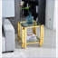 Table basse en verre trempé à double couche dorée, structure irrégulière en acier inoxydable, facile à nettoyer et peu encombrante pour le salon