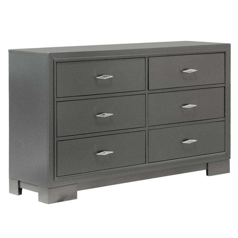 Commode 6 tiroirs en bois Anjelyna
