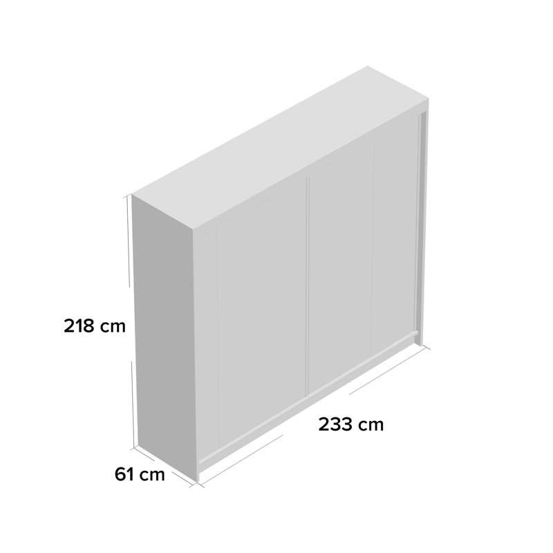 Gulledge 2 Door Manufactured Wood Wardrobe, Gray/White, 218cm H x 233cm W x 61cm D
