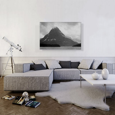 «High, Lone Mountain Peak Two Medecine Lake Glacier National Park Montana» par Ansel Adams, reproduction d'art sur toile tendue