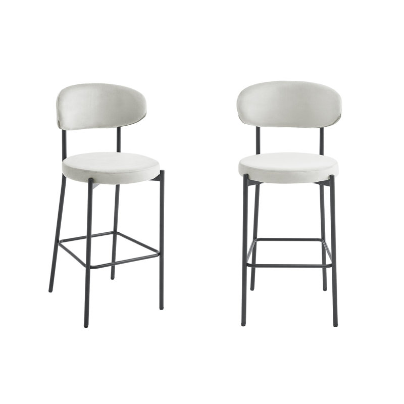 Upholstered Bar Stool, Cream