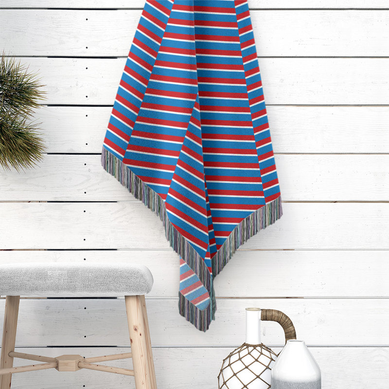 Hand Woven Throw Blanket, 37" W x 52" L, Striped, Purple/Red