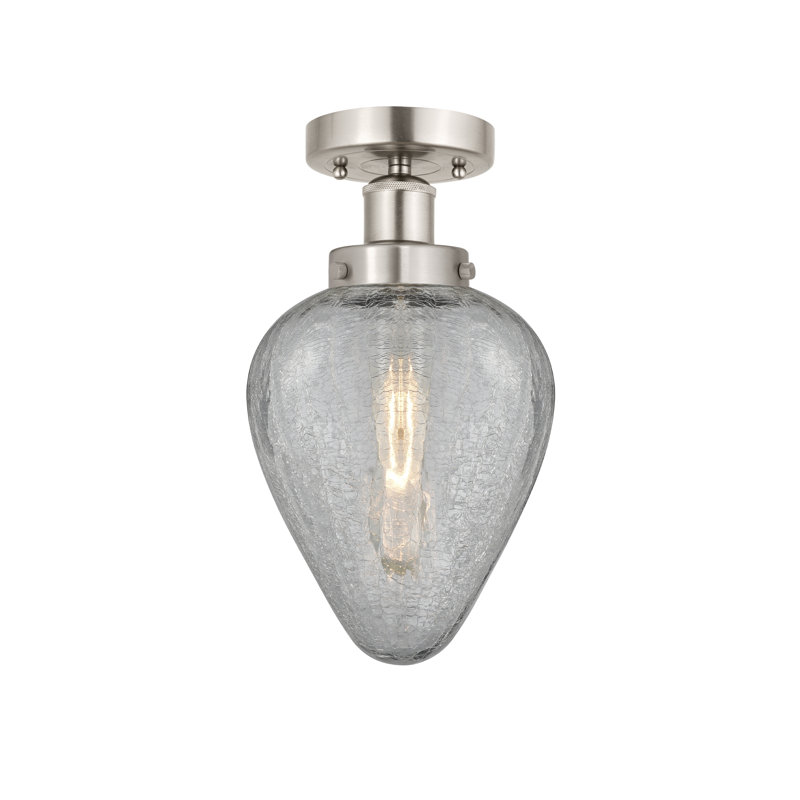 Plafonnier semi-encastré en verre Ameet, Nickel satiné brossé