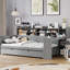 Lit simple gris avec lit gigogne, rangement et bureau d'étude-204900670