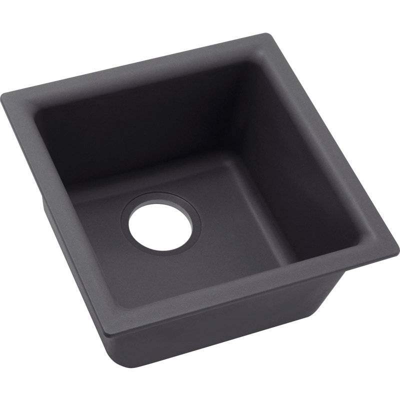 Quartz Luxe 16" L x 16" W Dual Mount Bar Sink, Charcoal