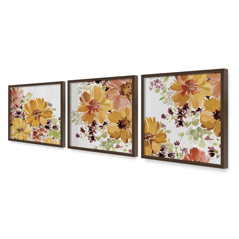 Ensemble de 3 estampes Autumn Garden Whispers, Brun Belvinder, 16 po x 16 po