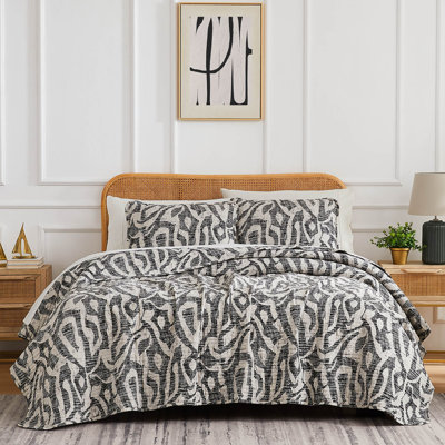 Ensemble de couette surdimensionné en microfibre abstraite Southshore Fine Linens Khari King/California King avec taies d'oreiller assorties, 3 pièces, couleur ardoise Khari