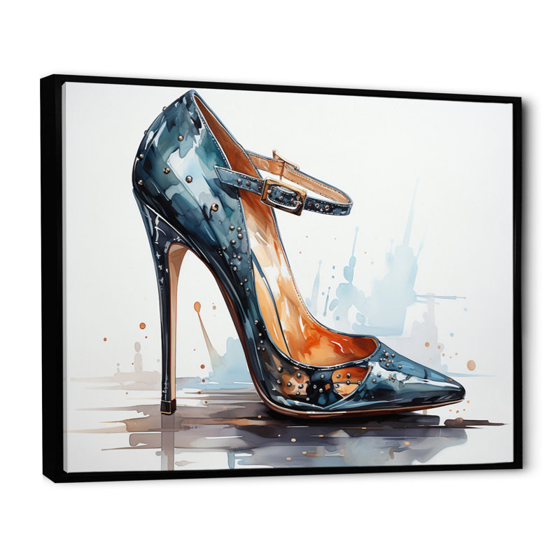 Black Fashion High Heel Power I - Imprimé, H 24 po x l 32 po x P 1 po, Cadre flottant noir