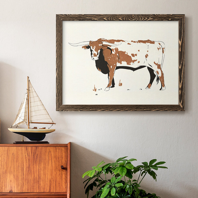 Terre Cotta Steer IV, reproduction d'art sur toile, Noyer, H 26 po x l 38 po