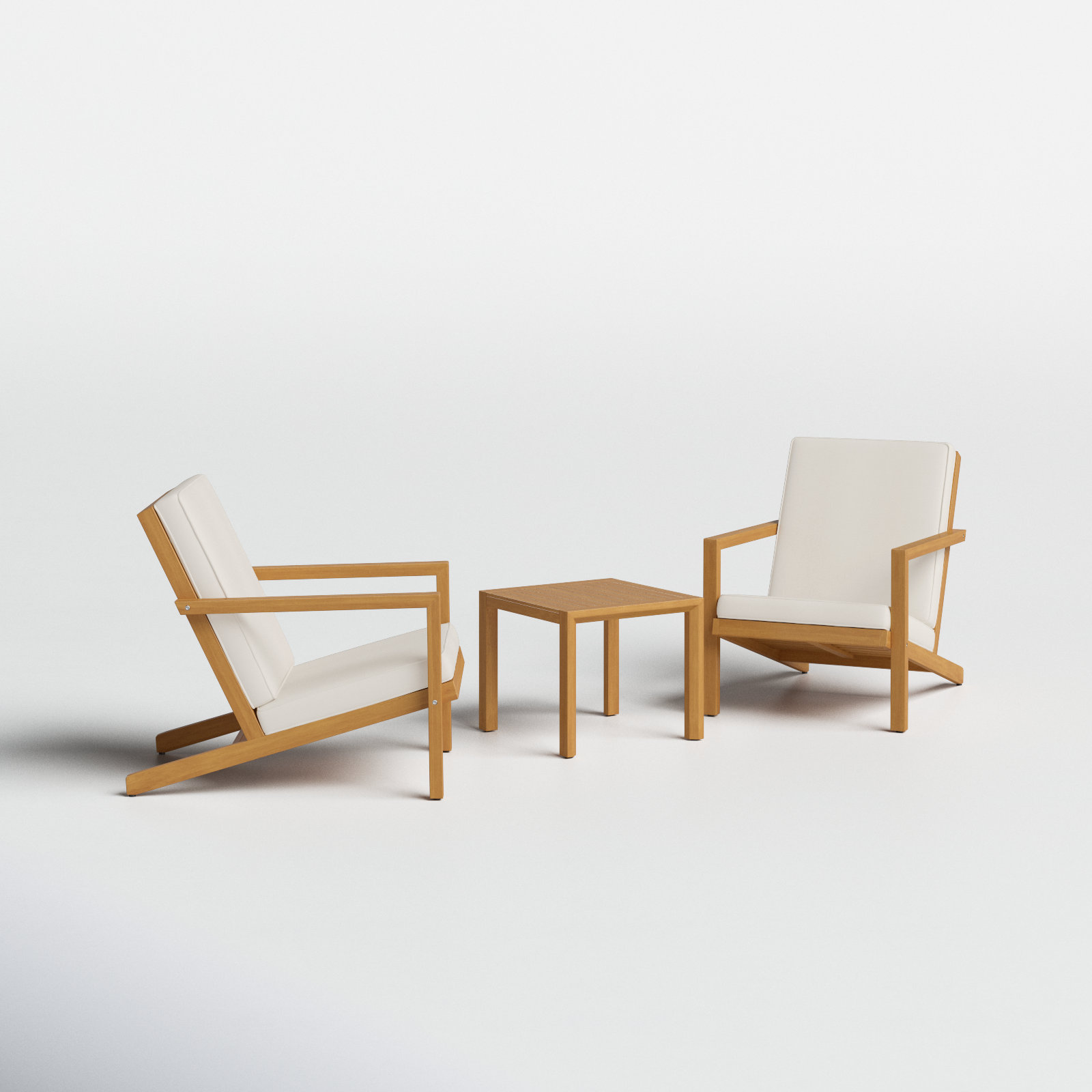 Aubrieana 3 - Piece Acacia Seating Group with Cushions, Teak, Cream
