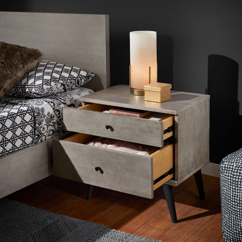 Table de chevet 2 tiroirs Macedo Mid-Century