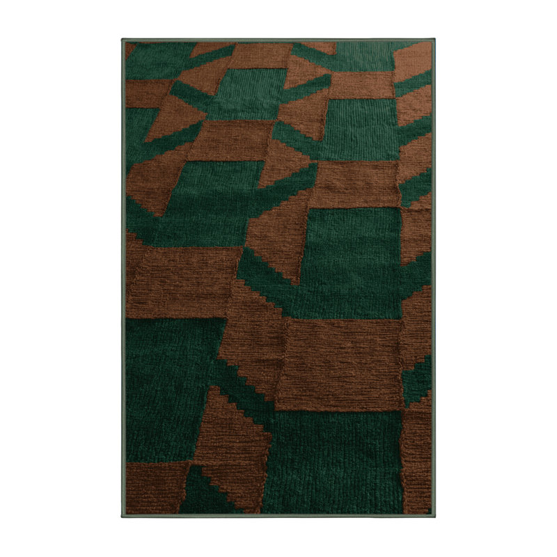 Tapis vert à carreaux lavable à la machine, Rectangle 5 pi x 7 pi