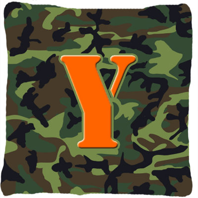 Monogramme initiale Camo intérieur/extérieur Throw Pillow