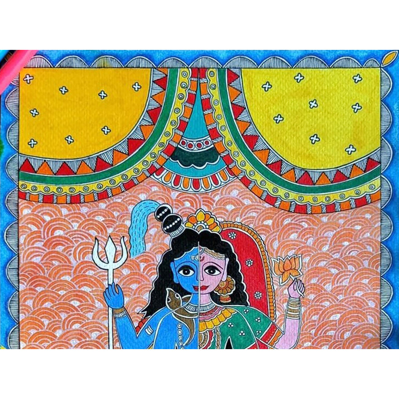 Symbole de l'union - Ardhanarishwar | Peinture sur papier | Par Anshu Tripathi