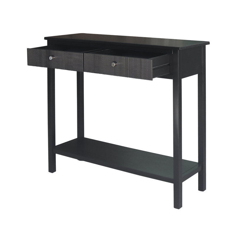 90cm Console Table for Living Room Furniture, 2 Drawers Hallway Table, Black