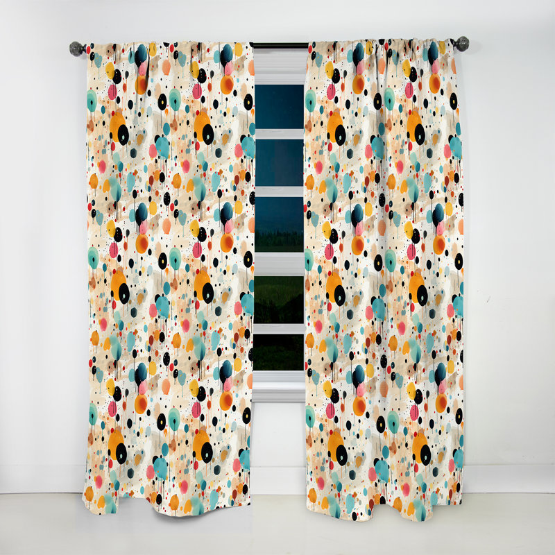 Motif de pois multicolores Dance II - rideau abstrait - rideau obscurcissant - 1 panneau, L 52 po x L 108 po