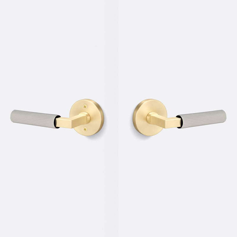 Levanto Round Passage Rosette, Straight Knurled Grip, Satin Brass/Satin Nickel