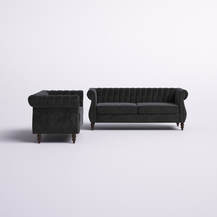 Juliette Black Velvet Sofa & Loveseat – Texas Furniture Clearance