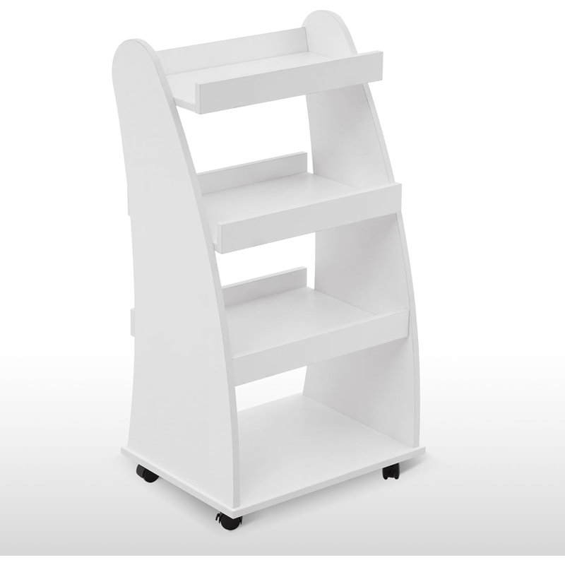 Atziri 38.2”H X 20.5”W 4-Tier Book Cart with Lockable Wheels, White