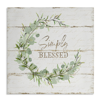 Simply Blessed Rustic Wreath Canvas Wall Art by Jennifer Pugh