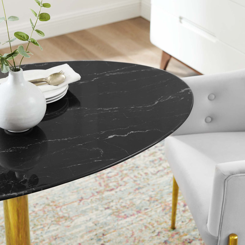 Table de salle à manger Modway Verne, L 27,5 po x L 48 po, Noir marbré