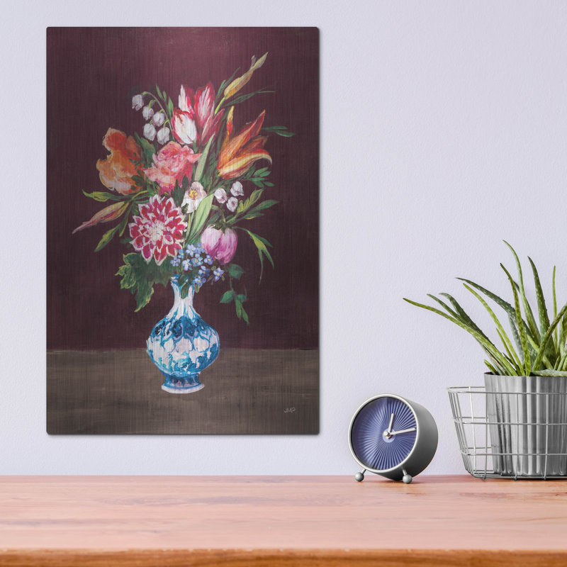 «Masterful 1 Pomegranate» par Julia Purinton, art mural en métal, 12 po x 16 po