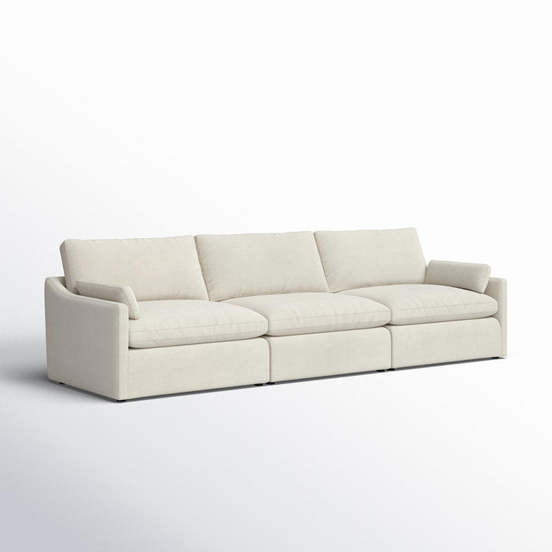 Salha 130.7'' Modular Upholstered Cloud Sofa, Cream Velvet