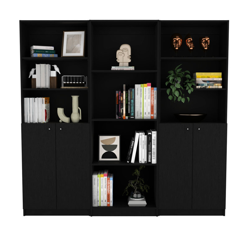 Ensemble de 3 bibliothèques noires et tendance avec bibliothèques noires et rangement polyvalent