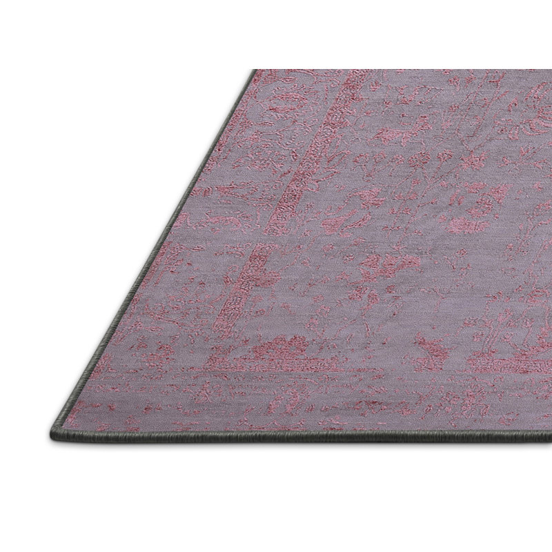 Tapis oriental rose / gris, Tapis de couloir 2 pi x 5 pi