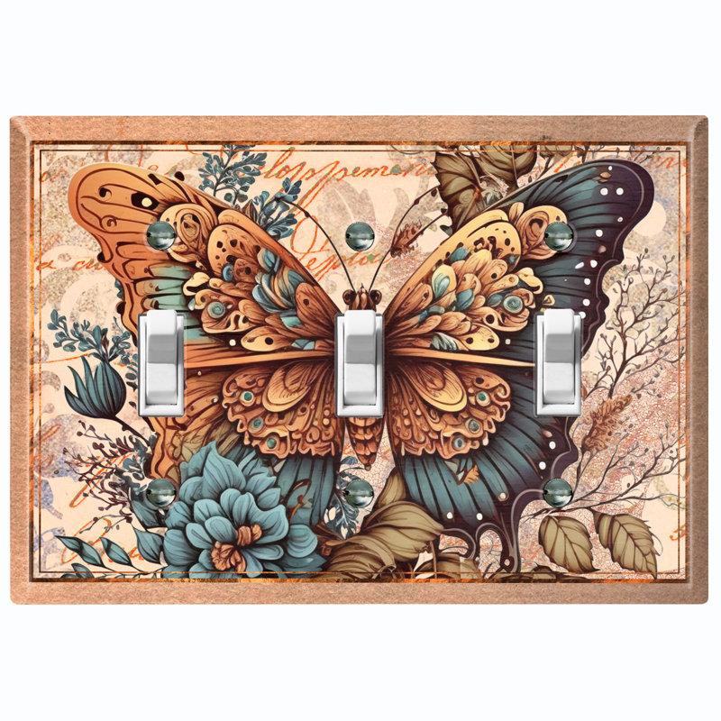 Copper Rust Patina Teal Print 3 - Gang Toggle Light Switch Standard Wall Plate