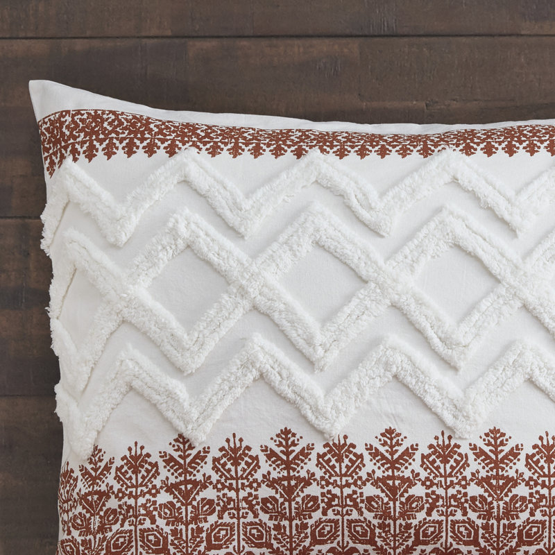 Mila 3 Piece Cotton Comforter Set with Chenille Tufting, King / Cal King Comforter + 2 King Shams, Auburn