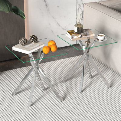 Glass End Table Set