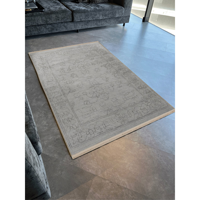 Gray Themed Traditional Motif Ethnic Floral Patterned Fringed Vintage Decorative Carpet, Runner 4' x 9'11"