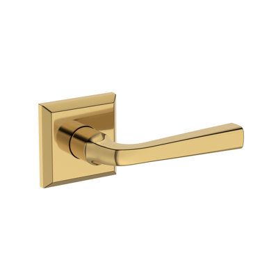 Kinsella Passage Lever with Traditional Square Rose in Lifetime (PVD) Polished Brass