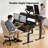 Electric standing desk, height adjustable, with storage space, standing gaming desk with LED light strip, suitable for home office and gaming, sit/stand workstation.-1634015404-1634015407