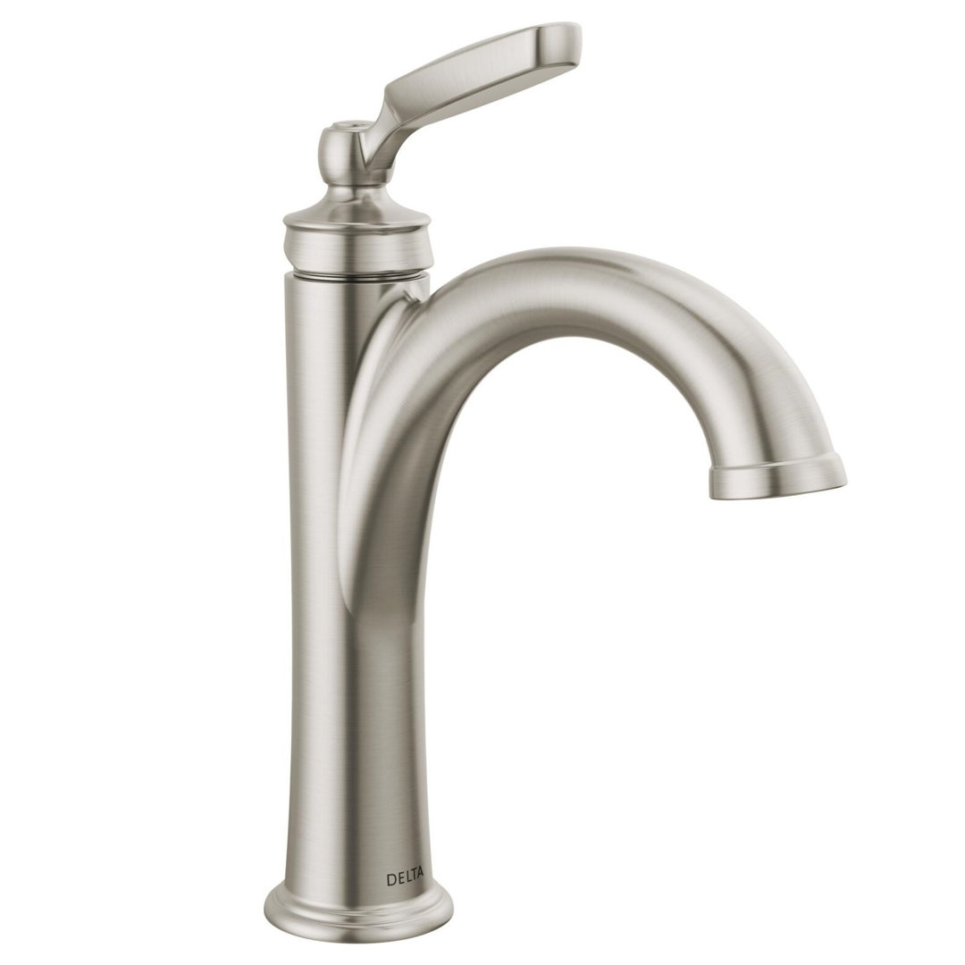 Woodhurst Single Hole Bathroom Faucet with Drain Assembly Delta 