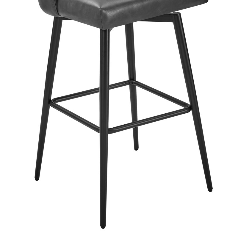 Tabouret de bar et de bar Benedit, Similicuir rétro gris caillou, Tabouret de bar (siège d'une hauteur de 30 po)