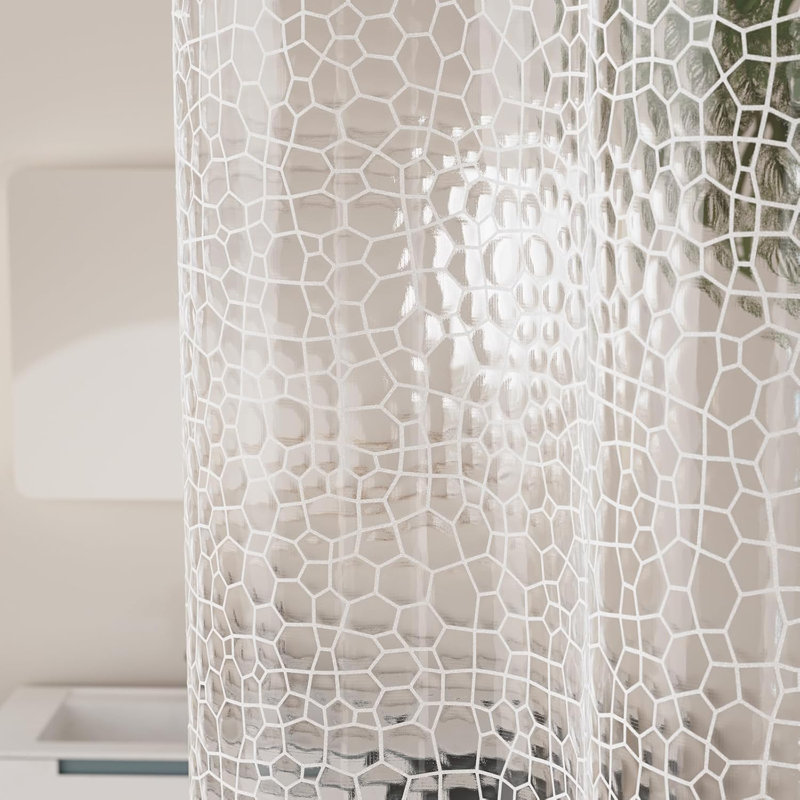 Doublure de rideau de douche transparente en PEVA avec conception de cube d'eau 3D, pierres lestées et œillets résistants à la rouille pour une protection imperméable de la salle de bain