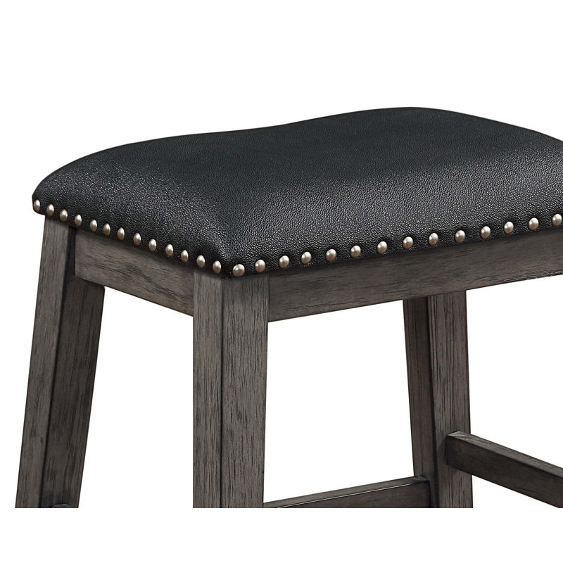 Upholstered Counter Stool with Solid Wood Frame